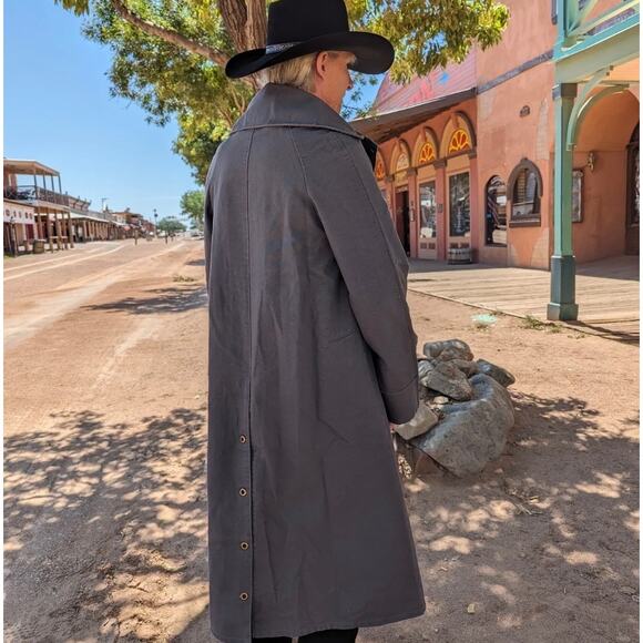Frontier Classics Western Cotton Denim Duster Coat Black Small Old West Cowboy - Picture 3 of 13
